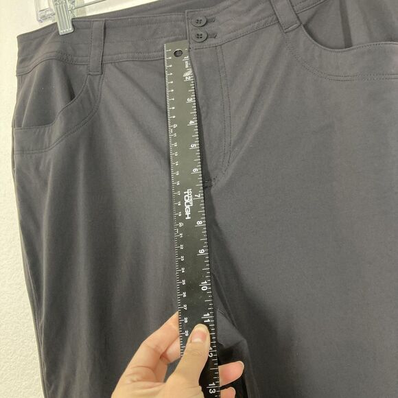 Eddie Bauer Pants Womens 14 Black Stretch Hiking Travel Zip Pockets Snap Hem - Picture 7 of 16